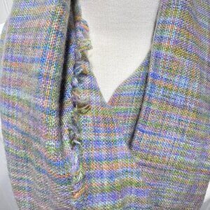 Echo Pastel Purple & Multicolor Plaid Acrylic Wrap Scarf
